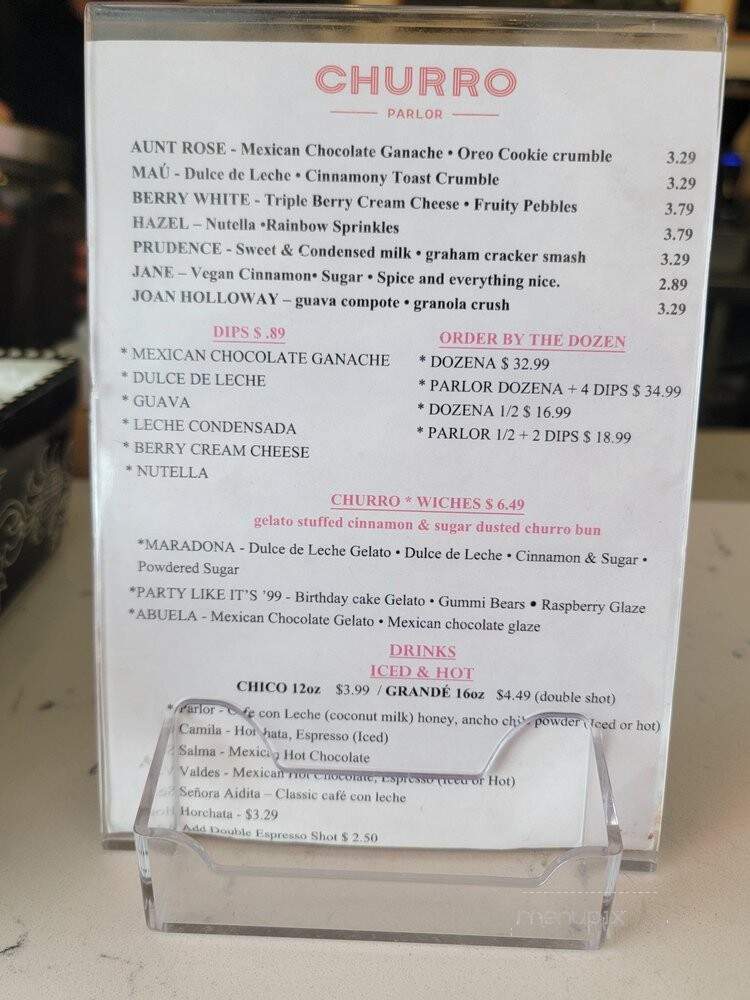 Churro Parlor - Glenview, IL menu_pic