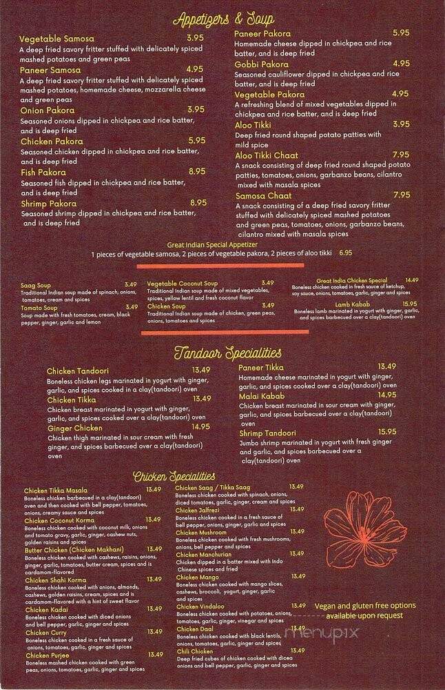 Great India - Midvale, UT menu_pic