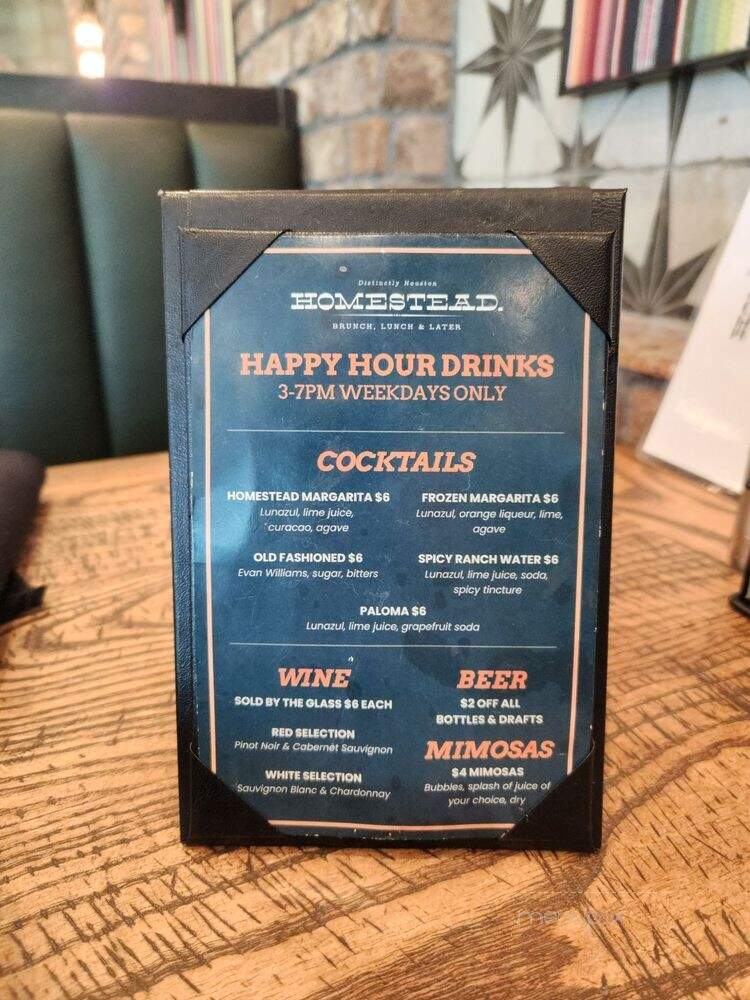 Homestead Kitchen & Bar - Houston, TX menu_pic