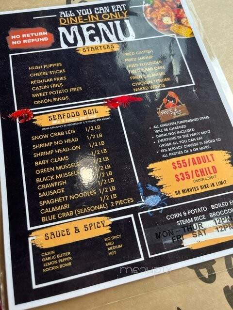 Rock & Toss Crab House - Owings Mills, MD menu_pic