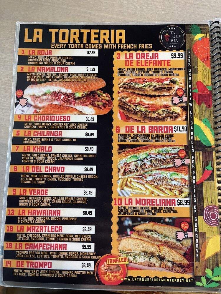 La Taqueria de Monterrey # 2 - San Antonio, TX menu_pic