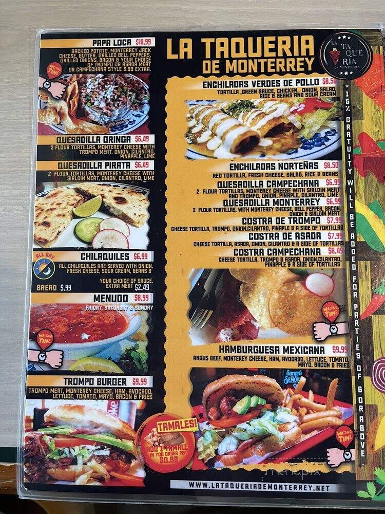 La Taqueria de Monterrey # 2 - San Antonio, TX menu_pic