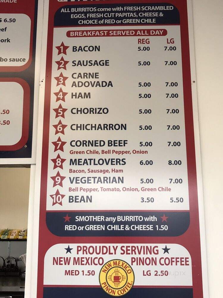 Stripes Burrito Co - Albuquerque, NM menu_pic