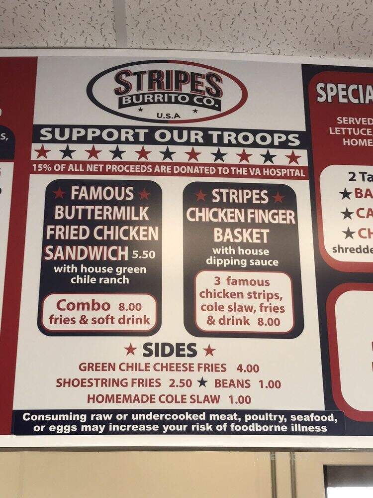 Stripes Burrito Co - Albuquerque, NM menu_pic
