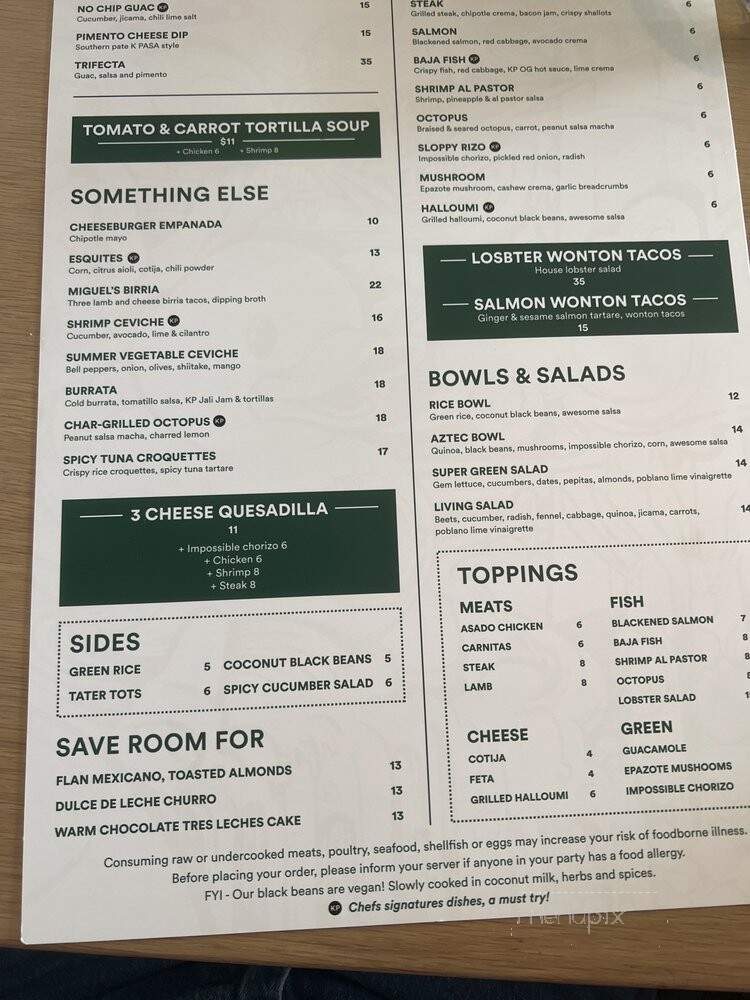 K Pasa - Sag Harbor, NY menu_pic
