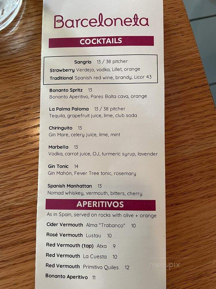 Barceloneta - Santa Cruz, CA menu_pic