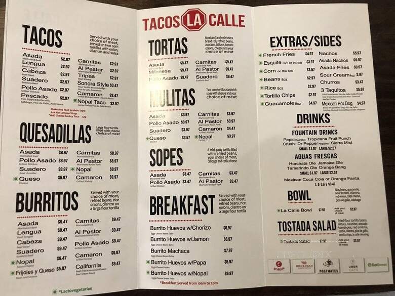 Tacos La Calle - Los Angeles, CA menu_pic