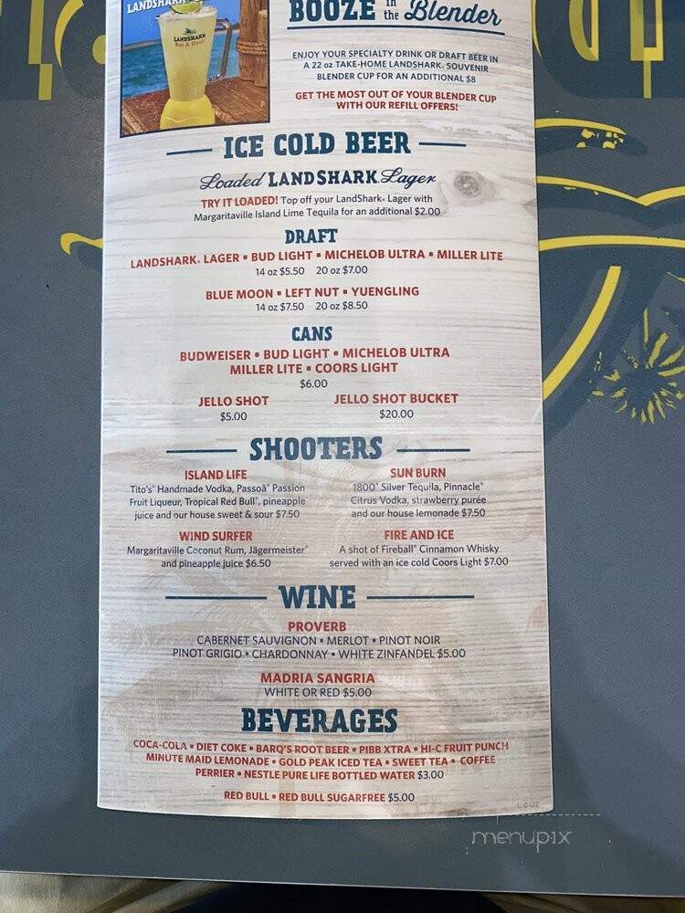 LandShark Bar & Grill - Buford, GA menu_pic