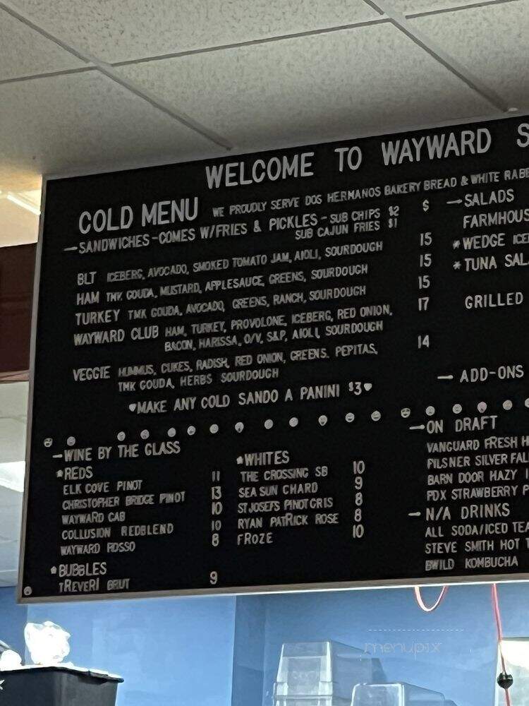 Wayward Sandwiches - Canby, OR menu_pic