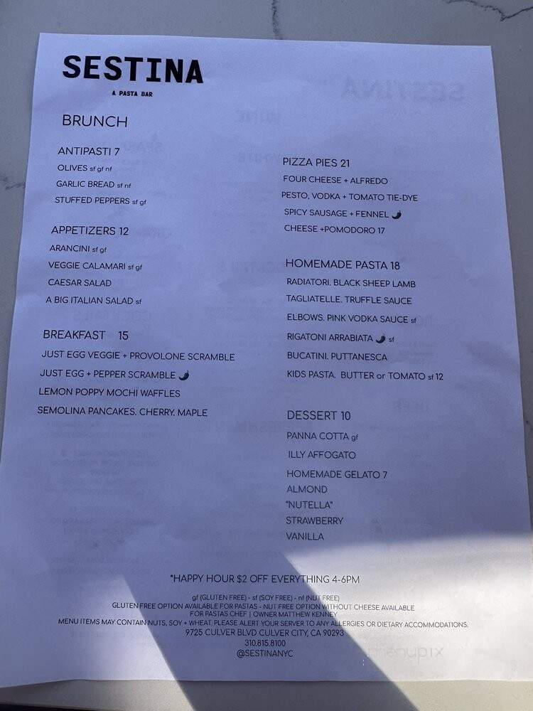Sestina - Culver City, CA menu_pic