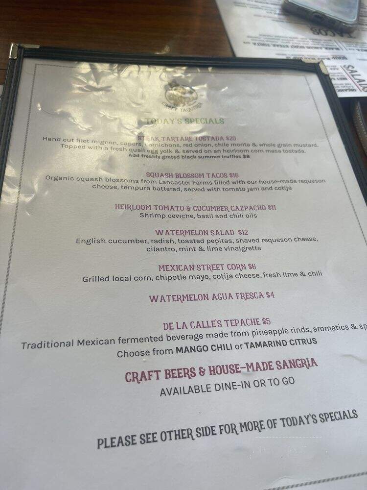 Craft Taqueria - New City, NY menu_pic