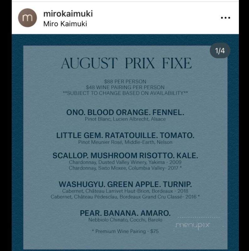 Miro Kaimuki - Honolulu, HI menu_pic