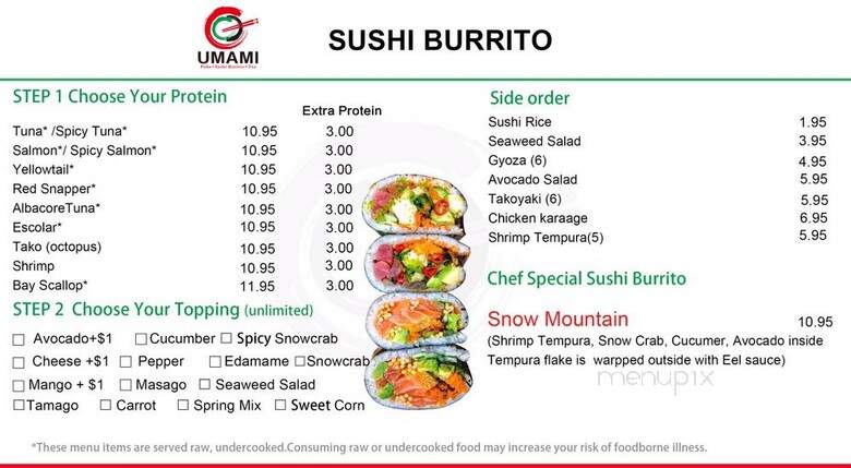 Umami - Everett, WA menu_pic