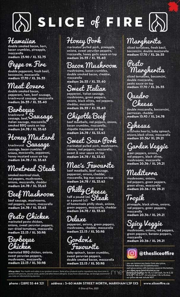 Slice of Fire - Markham, ON menu_pic