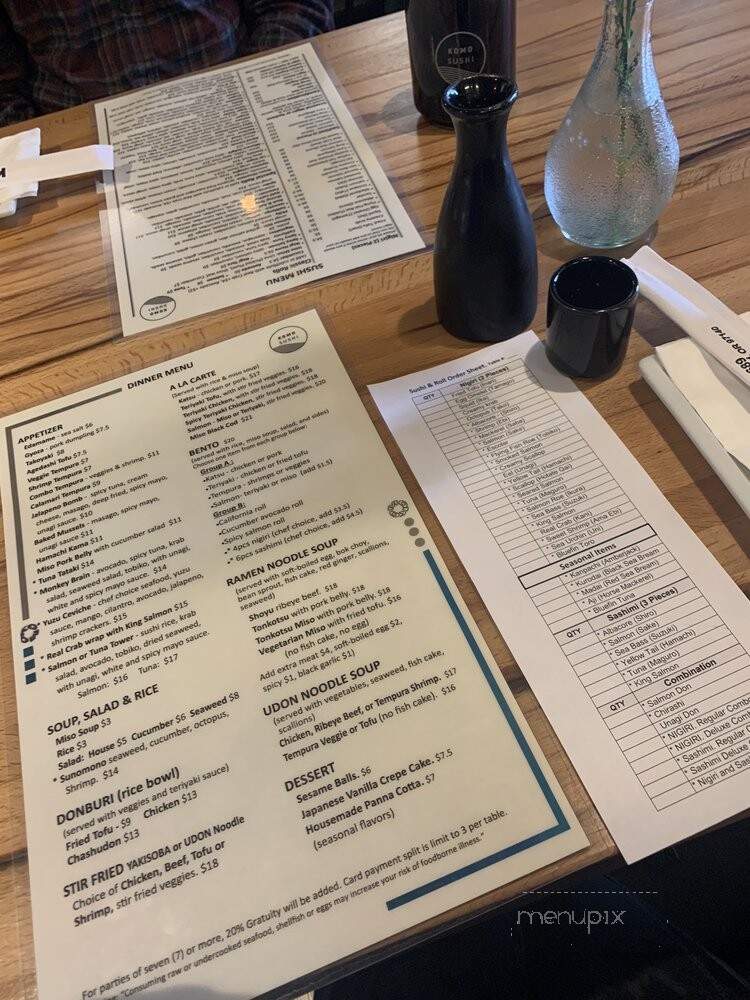 Komo Sushi - Sherwood, OR menu_pic