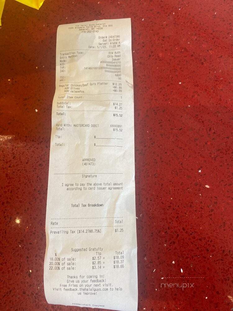 The Halal Guys - Amherst, NY menu_pic