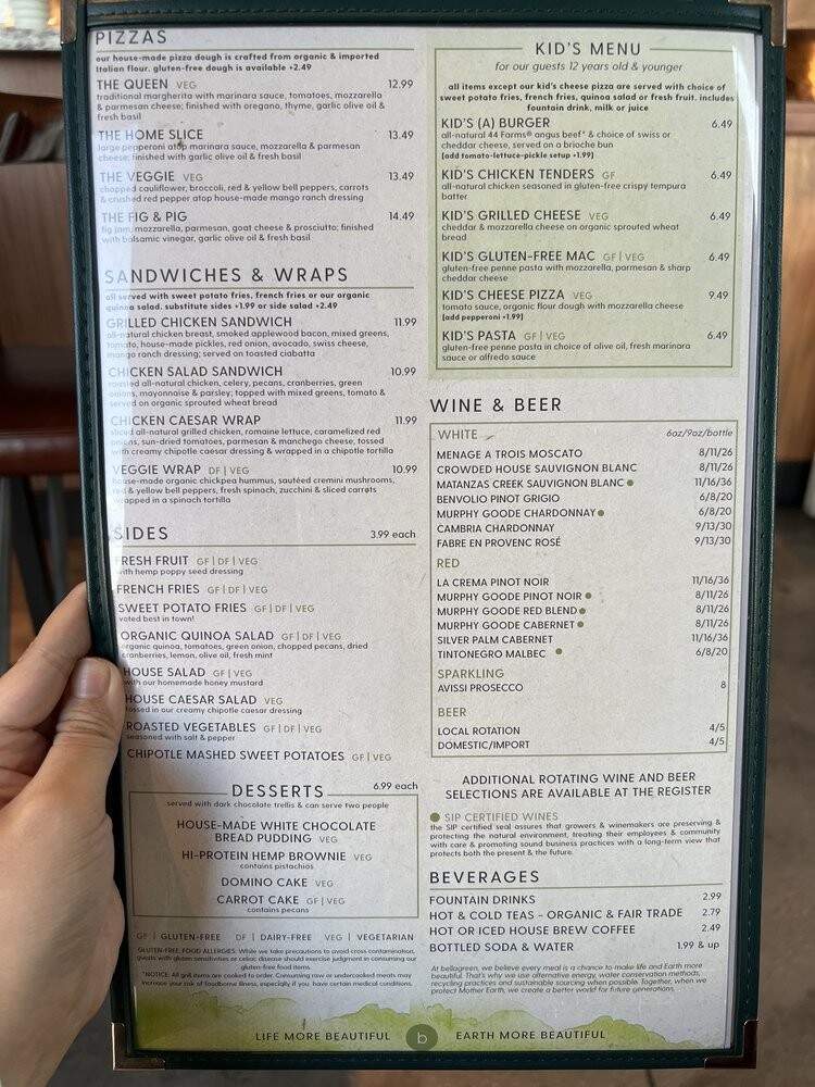 Bellagreen - Plano, TX menu_pic