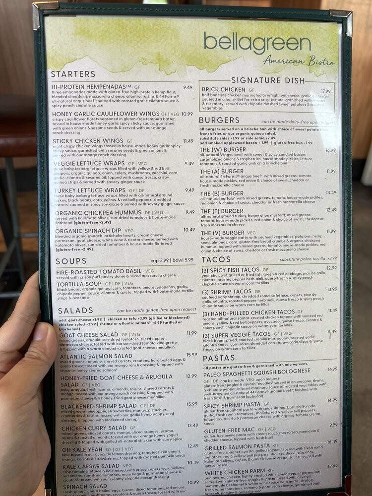Bellagreen - Plano, TX menu_pic