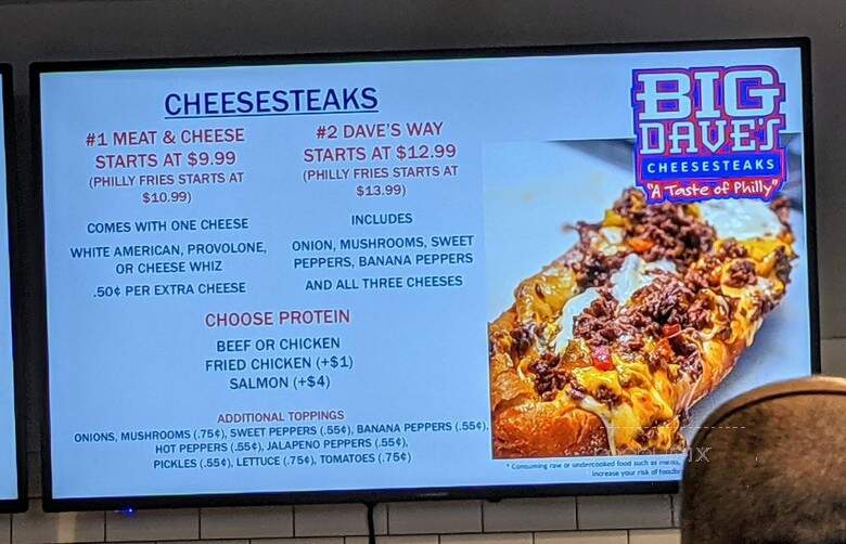 Big Dave's Cheesesteaks - Doraville, GA menu_pic
