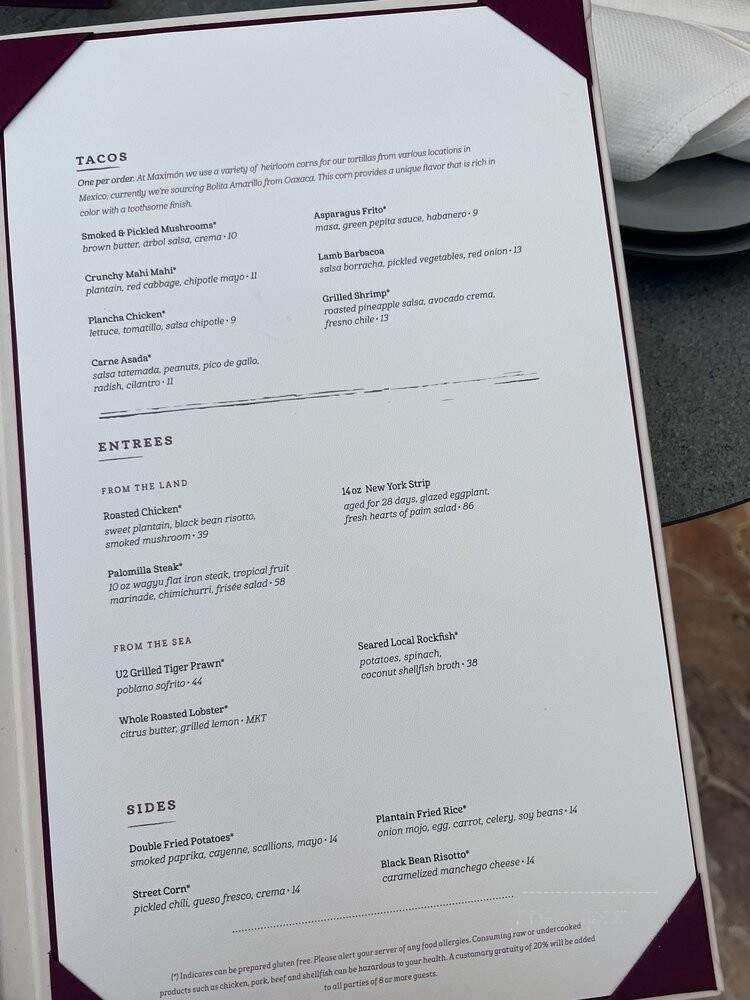 Maximon - Baltimore, MD menu_pic