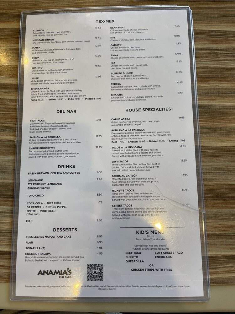 Anamia's Tex Mex - McKinney, TX menu_pic