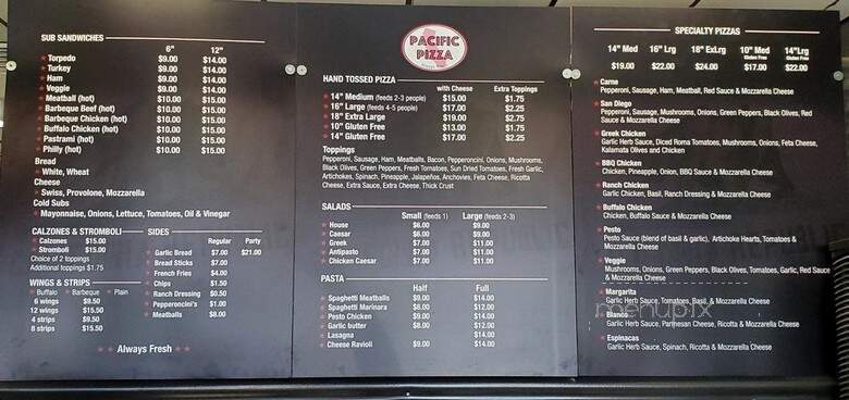 Pacific Pizza - Poway, CA menu_pic