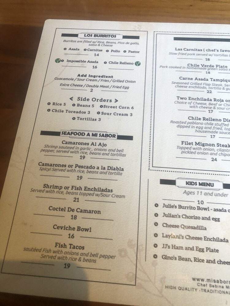 Mi Sabor Mexican Kitchen - Glendora, CA menu_pic