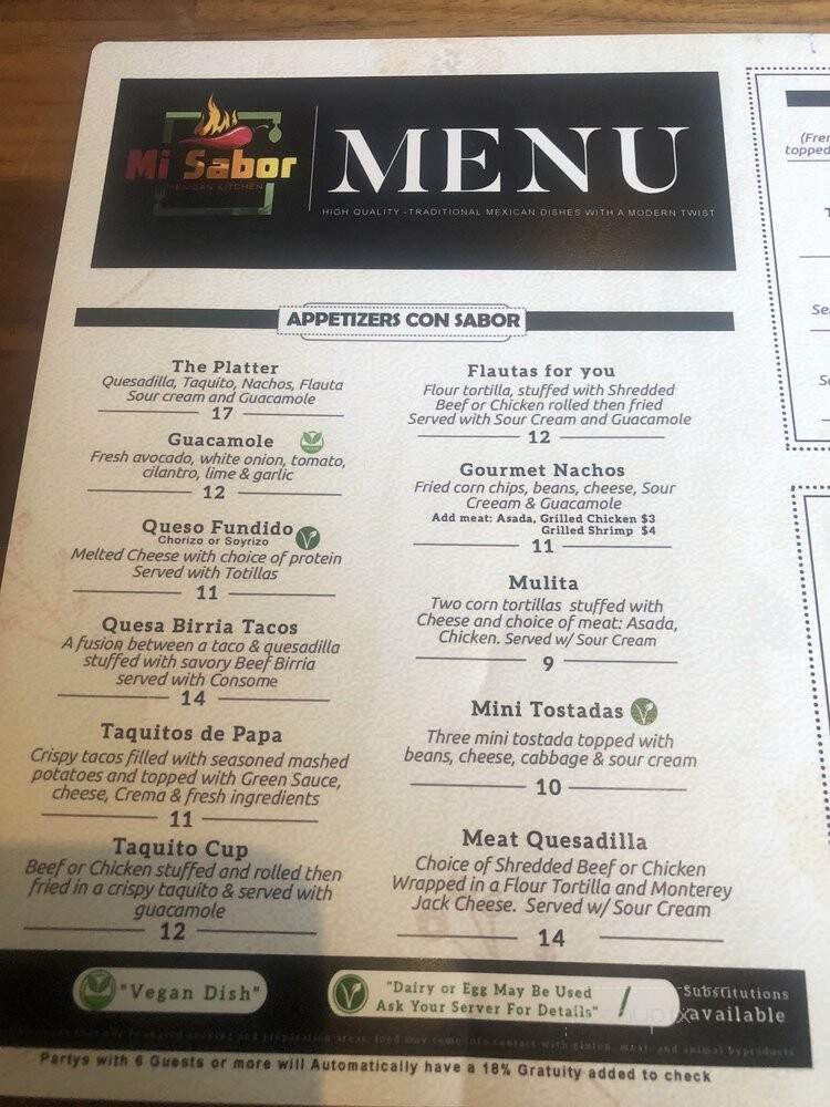 Mi Sabor Mexican Kitchen - Glendora, CA menu_pic