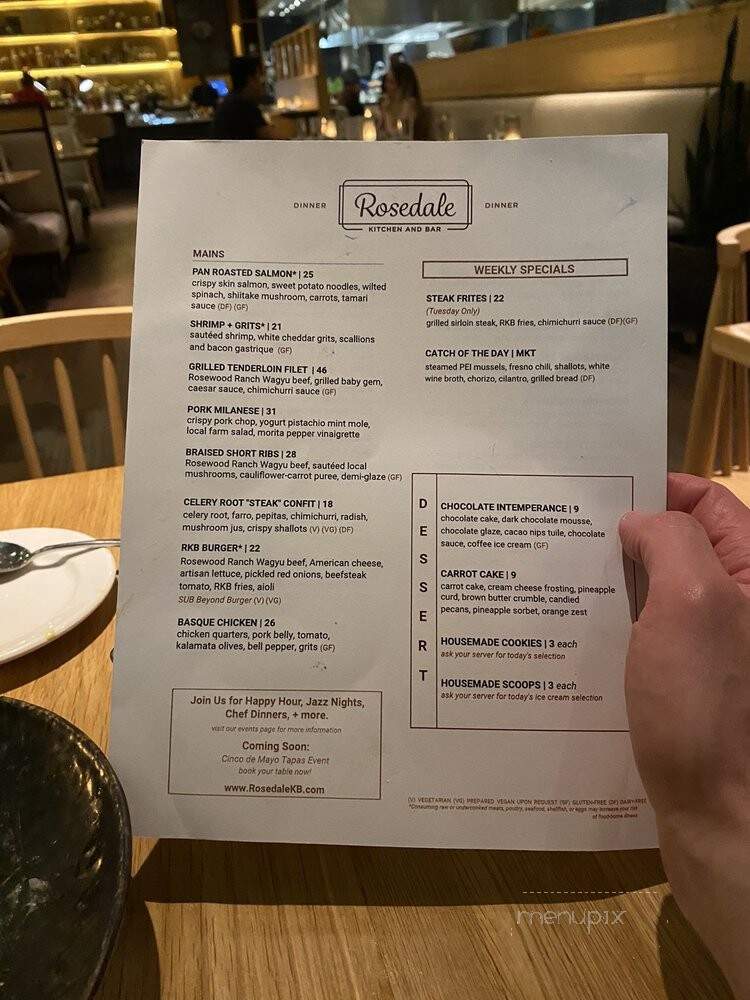 Rosedale Kitchen and Bar - Austin, TX menu_pic