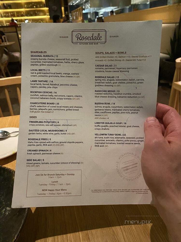 Rosedale Kitchen and Bar - Austin, TX menu_pic