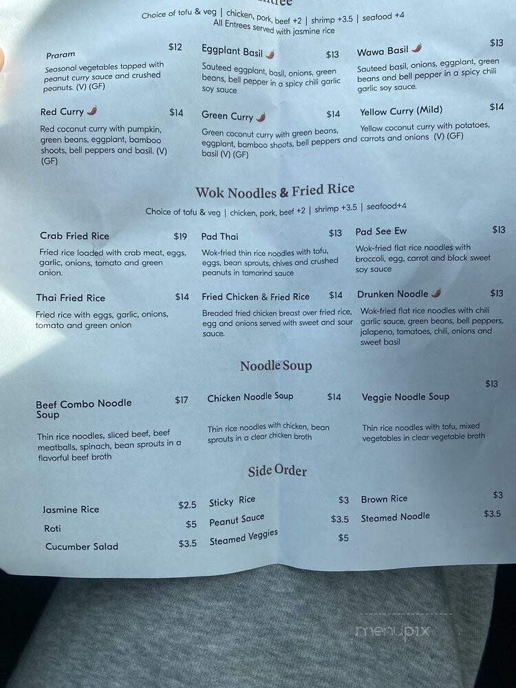 Wawa Thai Food - Oakland, CA menu_pic