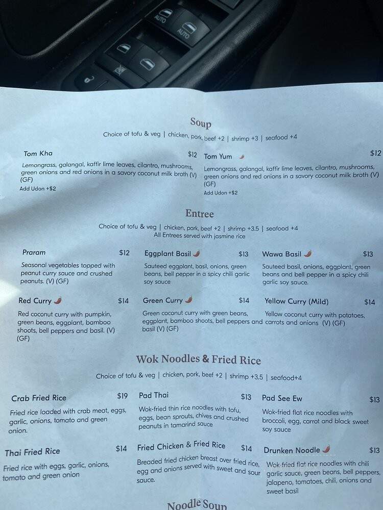 Wawa Thai Food - Oakland, CA menu_pic