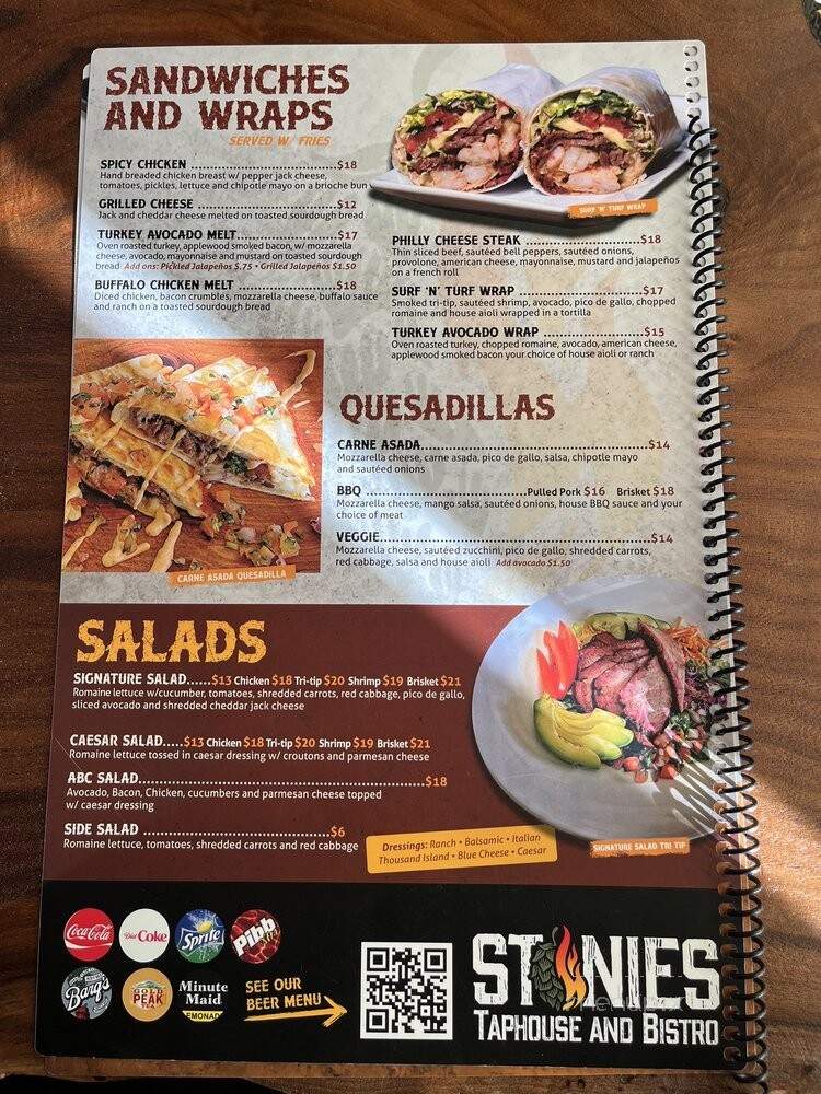 Stonies Taphouse & Bistro - Salinas, CA menu_pic