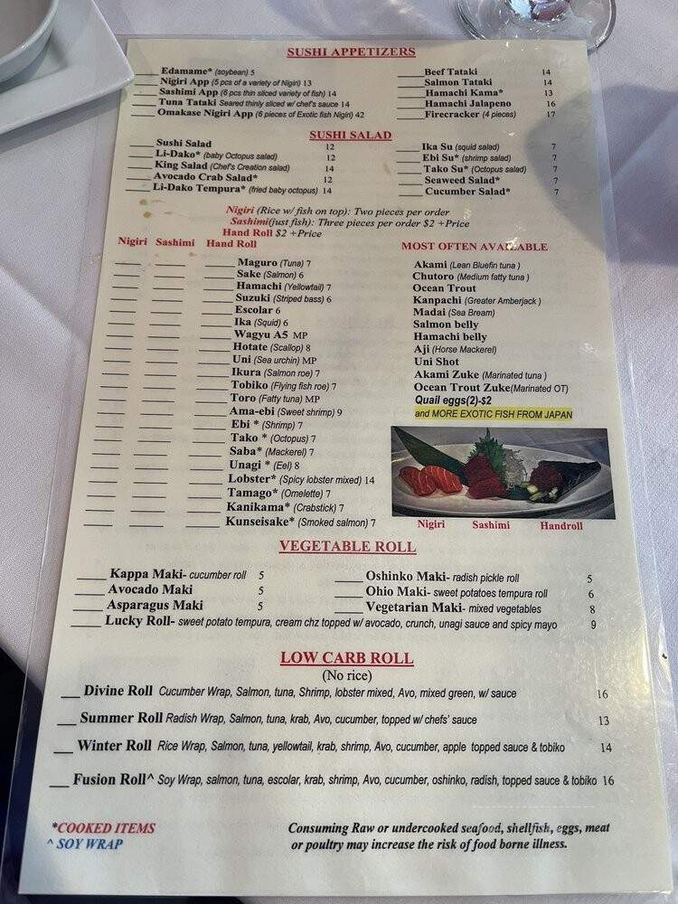 Kaizen Sushi Bar and Grill - Fort Lauderdale, FL menu_pic