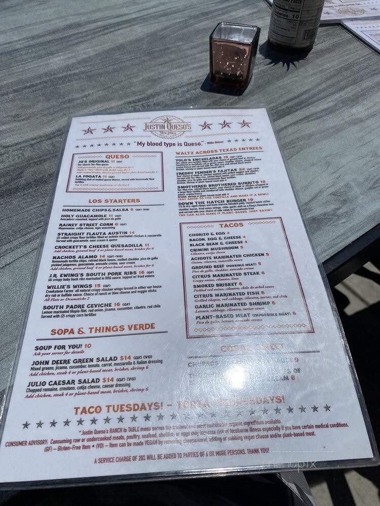 Justin Queso's Tex-Mex Restaurant & Bar - West Hollywood, CA menu_pic