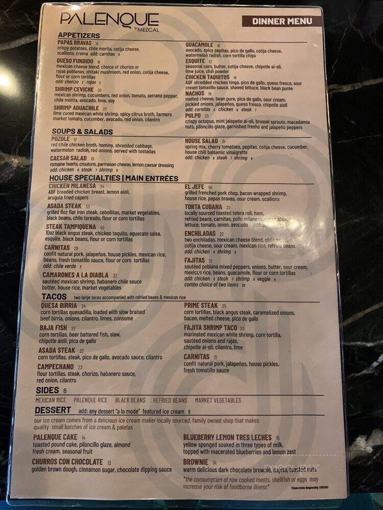 Palenque - Riverside, CA menu_pic