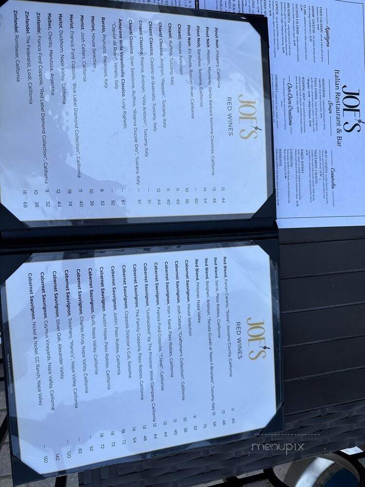 Joe's Italian Restaurant & Bar - Ladera Ranch, CA menu_pic