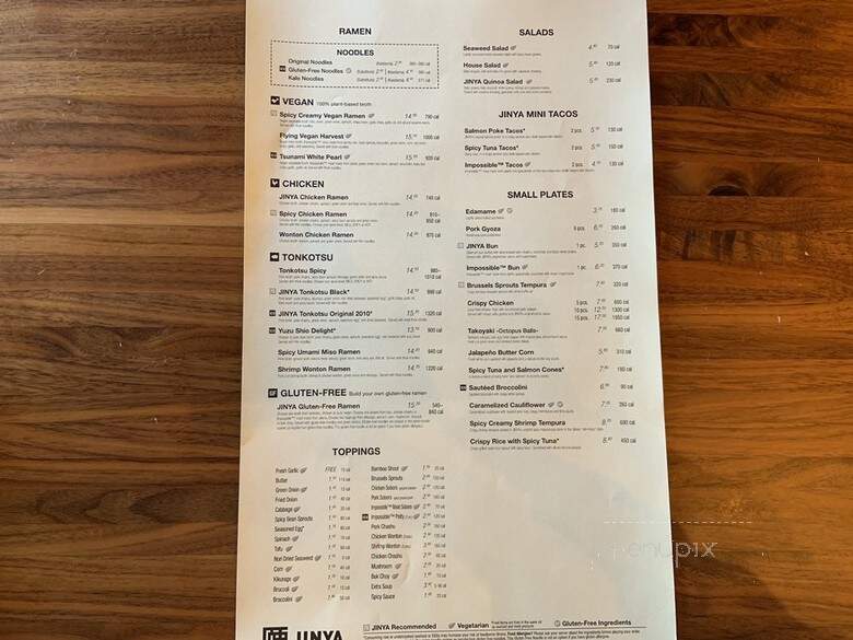 JINYA Ramen Bar - Tustin, CA menu_pic