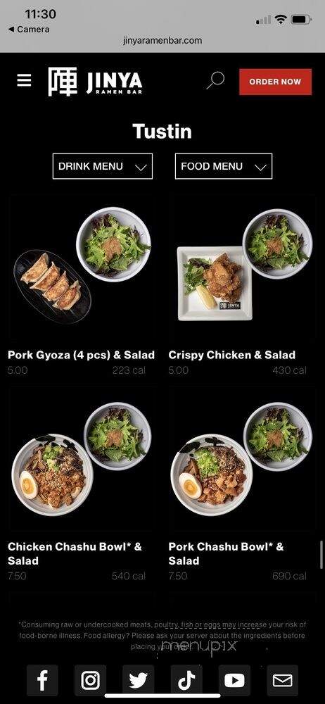 JINYA Ramen Bar - Tustin, CA menu_pic