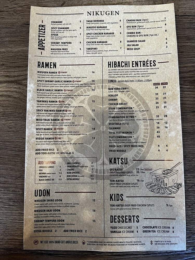 Nikugen Steak & Ramen - Frisco, TX menu_pic