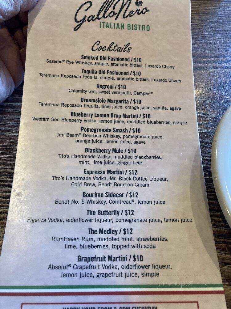 Gallo Nero Italian Bistro - Frisco, TX menu_pic