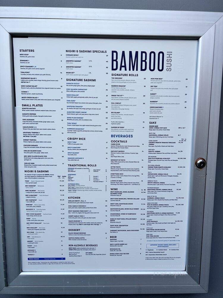 Bamboo Sushi - Seattle, WA menu_pic