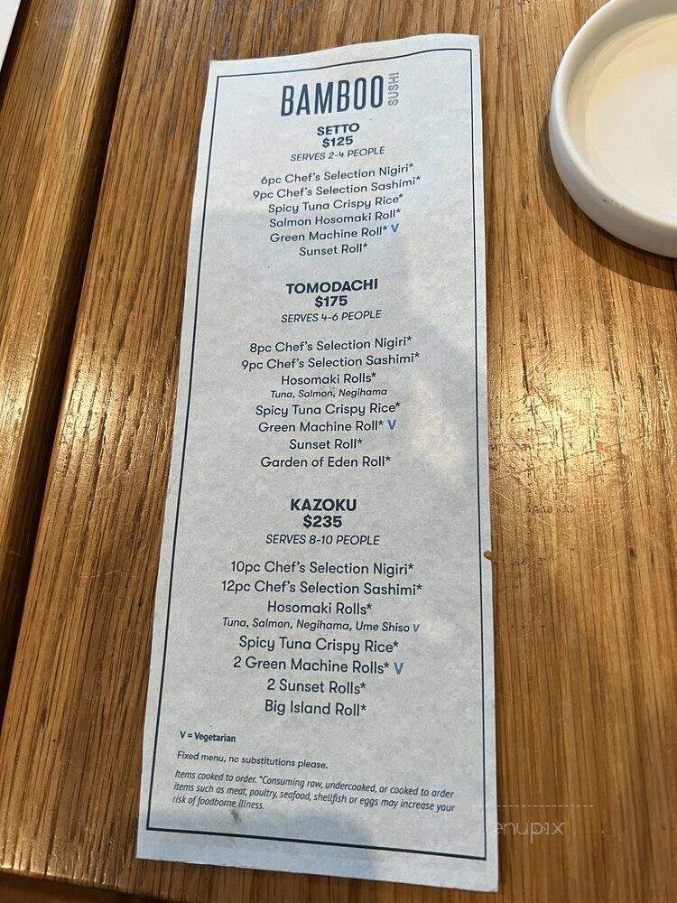 Bamboo Sushi - Seattle, WA menu_pic
