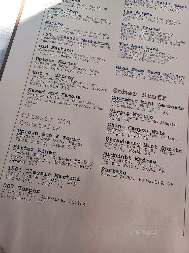 1501 Uptown Gastro Pub - Palm Springs, CA menu_pic