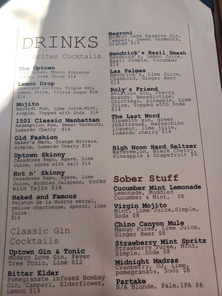 1501 Uptown Gastro Pub - Palm Springs, CA menu_pic