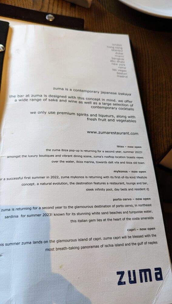 Zuma - Boston, MA menu_pic