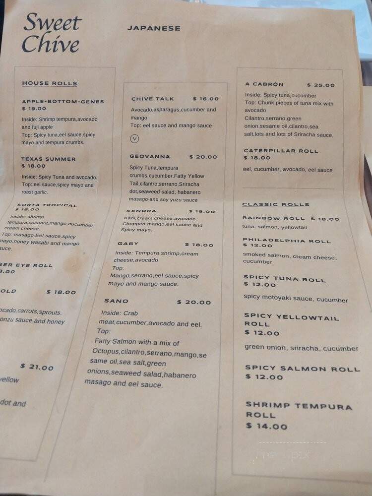 Sweet Chive - Austin, TX menu_pic