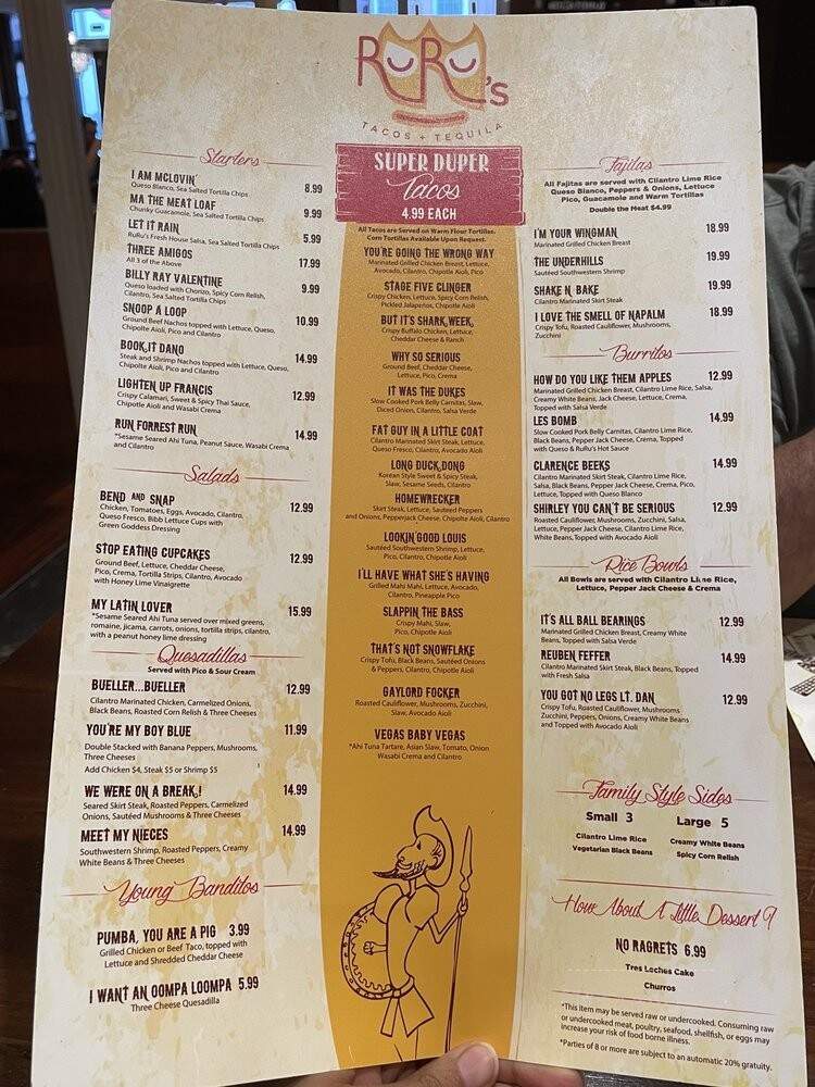 RuRu's Tacos + Tequila - Charleston, SC menu_pic