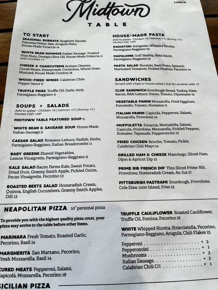 Midtown Table - Jacksonville, FL menu_pic
