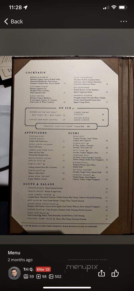 Ocean Prime - Chicago, IL menu_pic